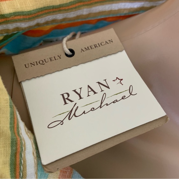 Ryan Michael Linen Striped Western Dress NWT L - Picture 2 of 6